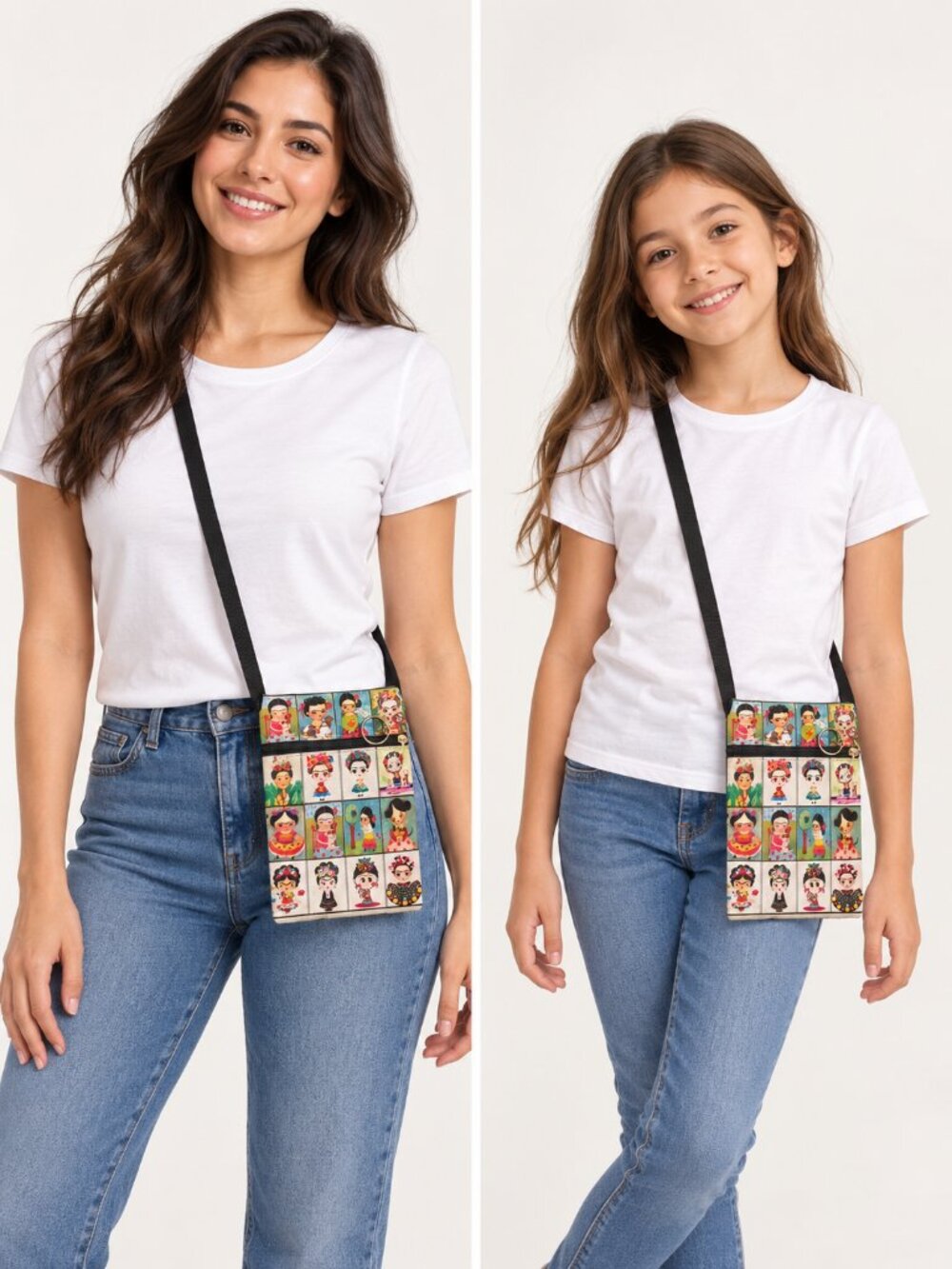 Frida Kahlo Portrait Print Crossbody Phone Pouch